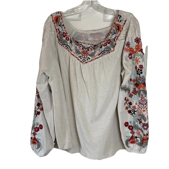 Soft Surroundings Tops - Soft Surroundings Mariella Embroidered Boho Top Size XL Blouse Floral Peasant